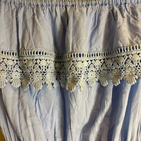 MELISSA ODABASH Joy Strapless Crochet-Trimmed Voile Mini Dress Light Blue Small - Picture 11 of 13